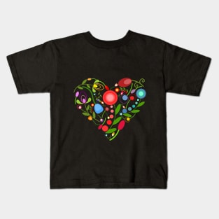 Floral heart on black Kids T-Shirt